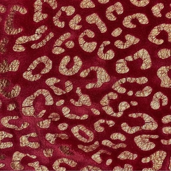 Bebe Vintage Red & Gold Foil Fuzzy Wrap Around Midi Skirt - Picture 7 of 10